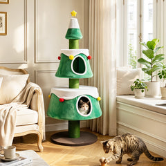 61.5" Cat Christmas Tree for Indoor Kittens with 2 Large Condos Star Spring Toy - view 2