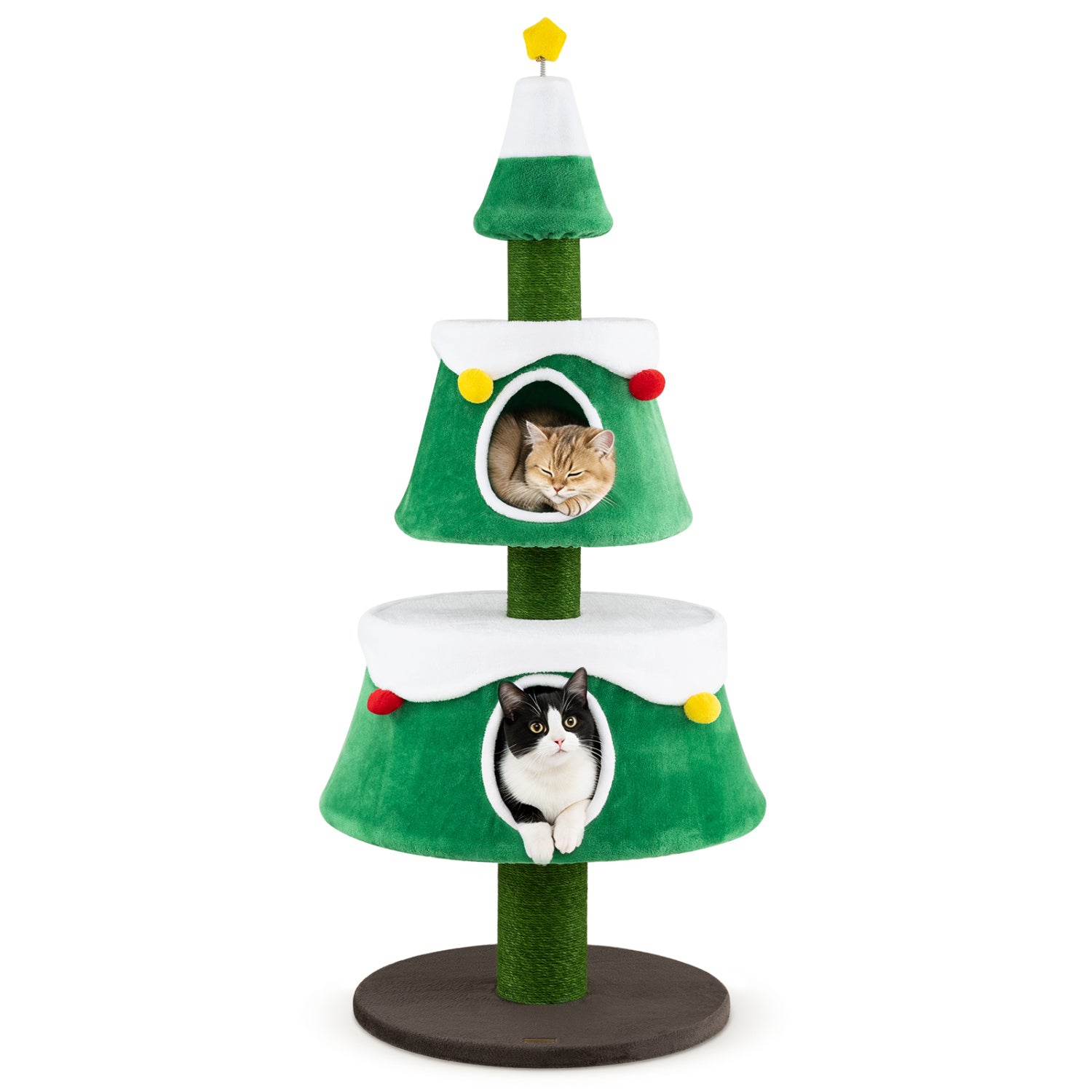 61.5" Cat Christmas Tree for Indoor Kittens with 2 Large Condos Star Spring Toy - view 4