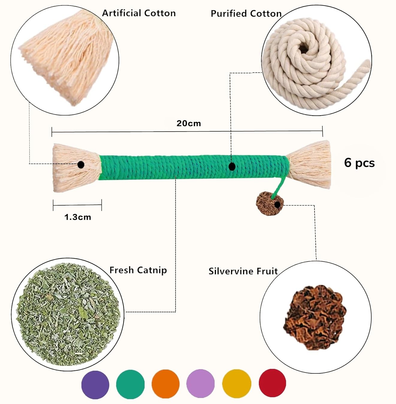 Petelligent 3-Pack Bent Cat Rope Toys | Cotton Rope, Pom Pom & Catnip - feature view 20