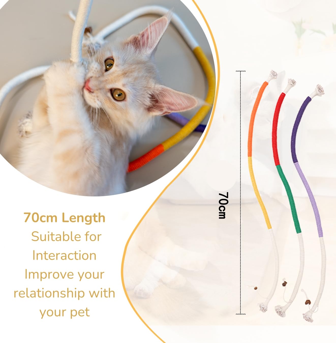 Petelligent 3-Pack Bent Cat Rope Toys | Cotton Rope, Pom Pom & Catnip - feature view 14