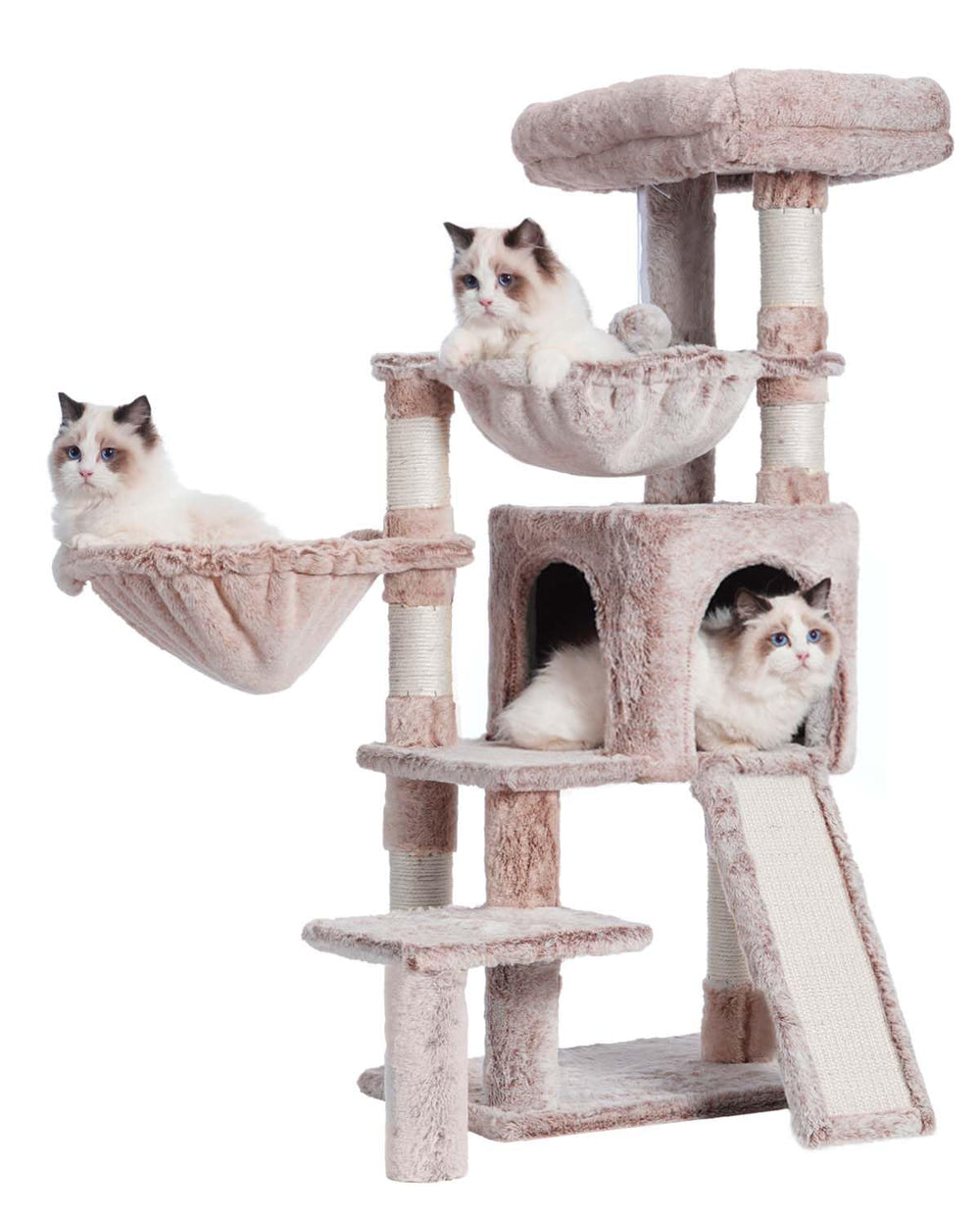 Gitelsnour Cat Tree with Condo, 2 Baskets, Hammock & Scratching Posts