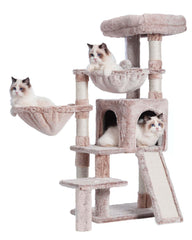 Gitelsnour Cat Tree with Condo, 2 Baskets, Hammock & Scratching Posts