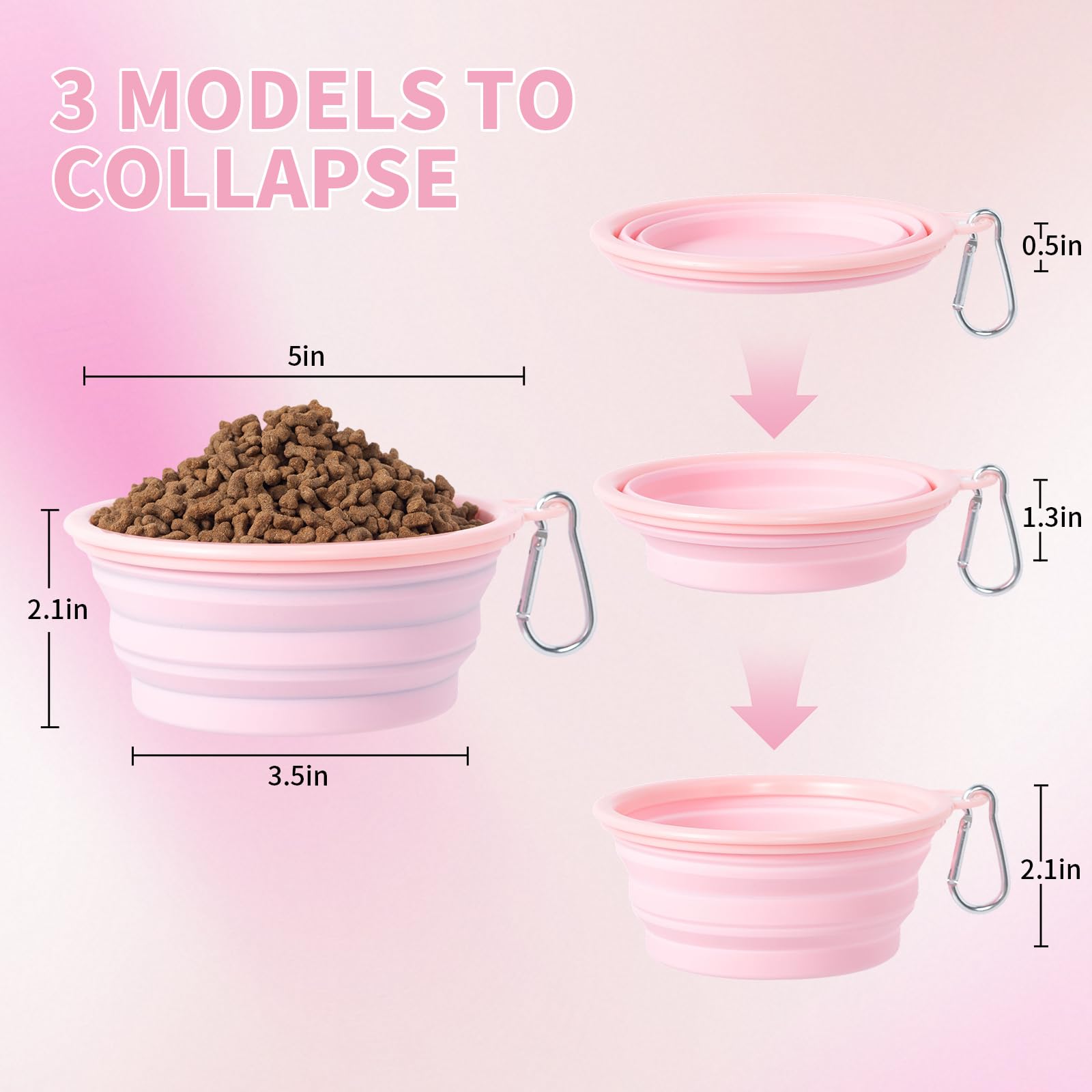 SLSON Collapsible Dog Bowls 2-Pack | Macaron Silicone Travel Pet Bowls - feature view 22