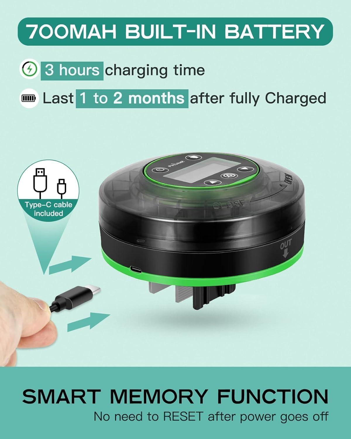 Petbank Automatic Fish Feeder for Aquarium | USB-Rechargeable Timer - detail view