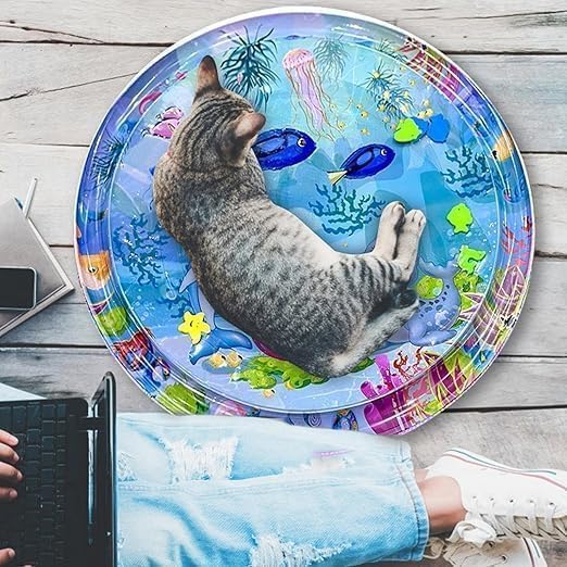 Interactive Water Play Mat for Cats & Dogs | Ocean-Theme Sensory Cooling Mat - detail view