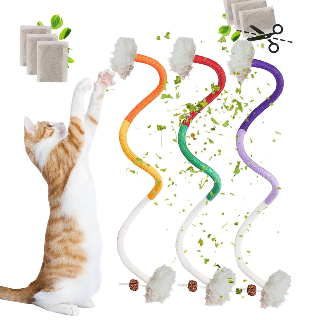 Petelligent 3-Pack Bent Cat Rope Toys | Cotton Rope, Pom Pom & Catnip - feature view 10
