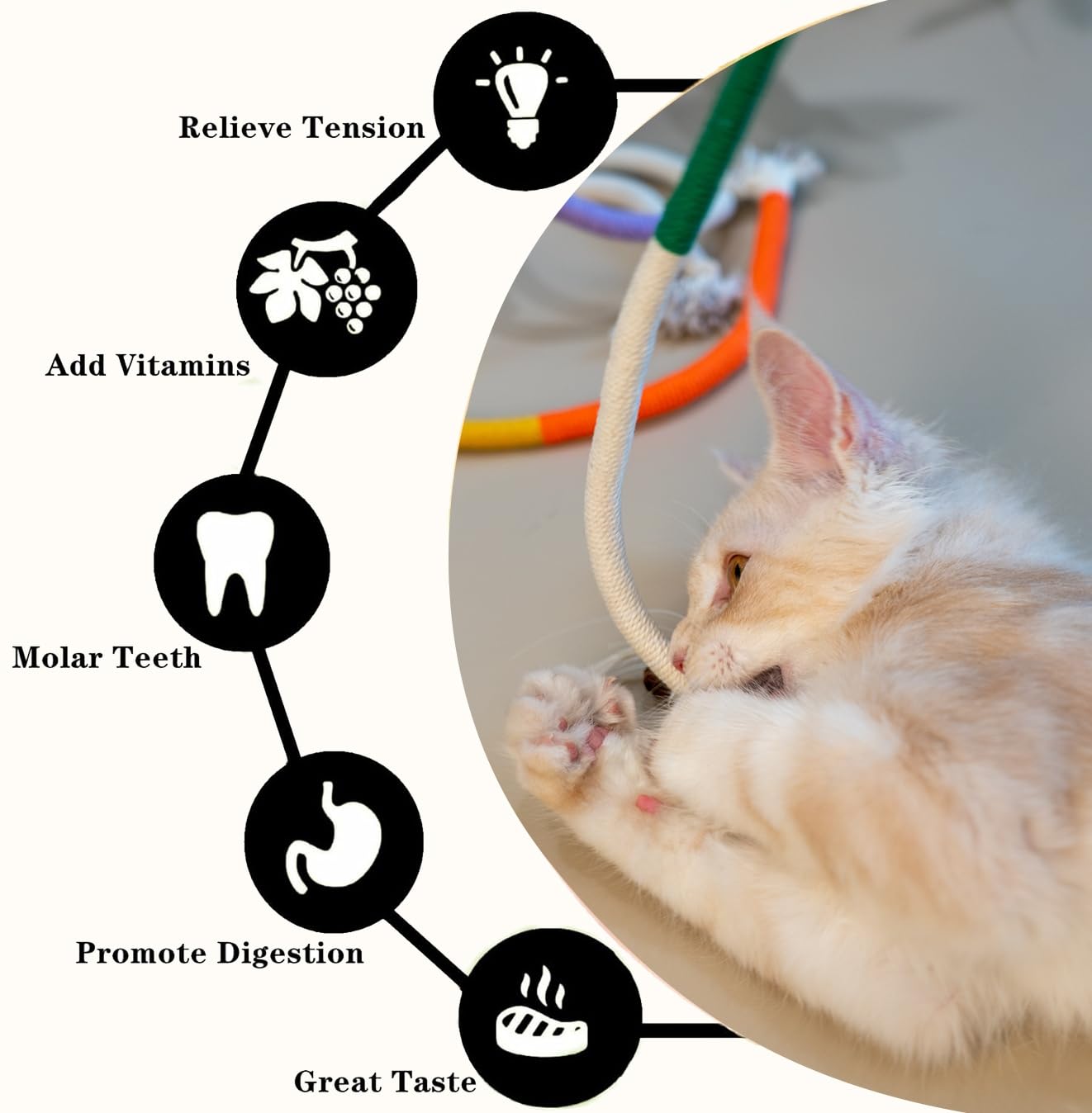Petelligent 3-Pack Bent Cat Rope Toys | Cotton Rope, Pom Pom & Catnip - feature view 13