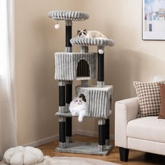 62 Inch Tall Cat Tower with Scratching Posts and Soft Flannel Covering Cat Tree - view 2