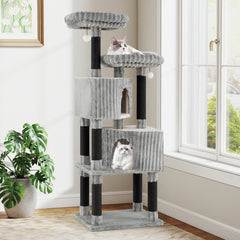 62 Inch Tall Cat Tower with Scratching Posts and Soft Flannel Covering Cat Tree - view 3