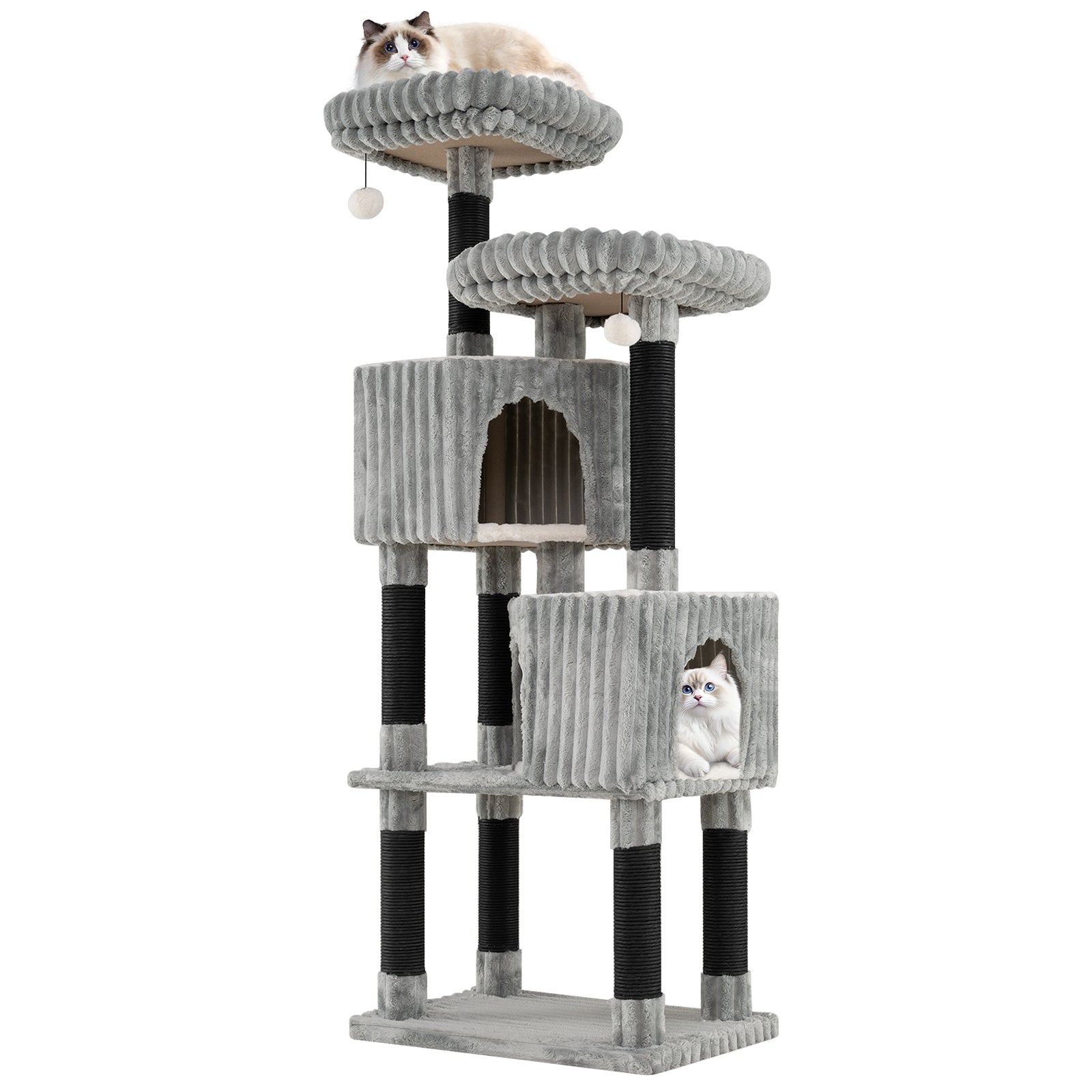 62 Inch Tall Cat Tower with Scratching Posts and Soft Flannel Covering Cat Tree - view 4