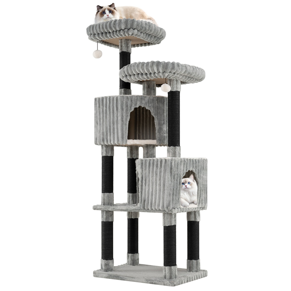 62 Inch Tall Cat Tower with Scratching Posts and Soft Flannel Covering Cat Tree - view 4