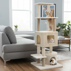 64 Inch Tall Cat Tree with 2 Large Condos and Jute Scratching Posts for Indoor - view 3
