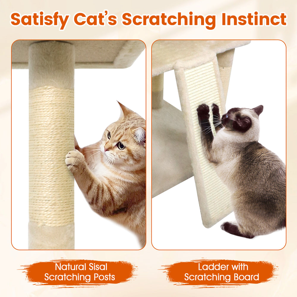 65 Inch Tall Multi-level Cat Tree with 3 Upholstered Perch and 2 Cat Condos - view 8