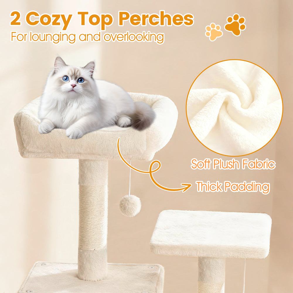 66 Inch Tall Cat Tree Multi-Level Cat Tower with 2 Condos Sisal Scratching Posts - view 6