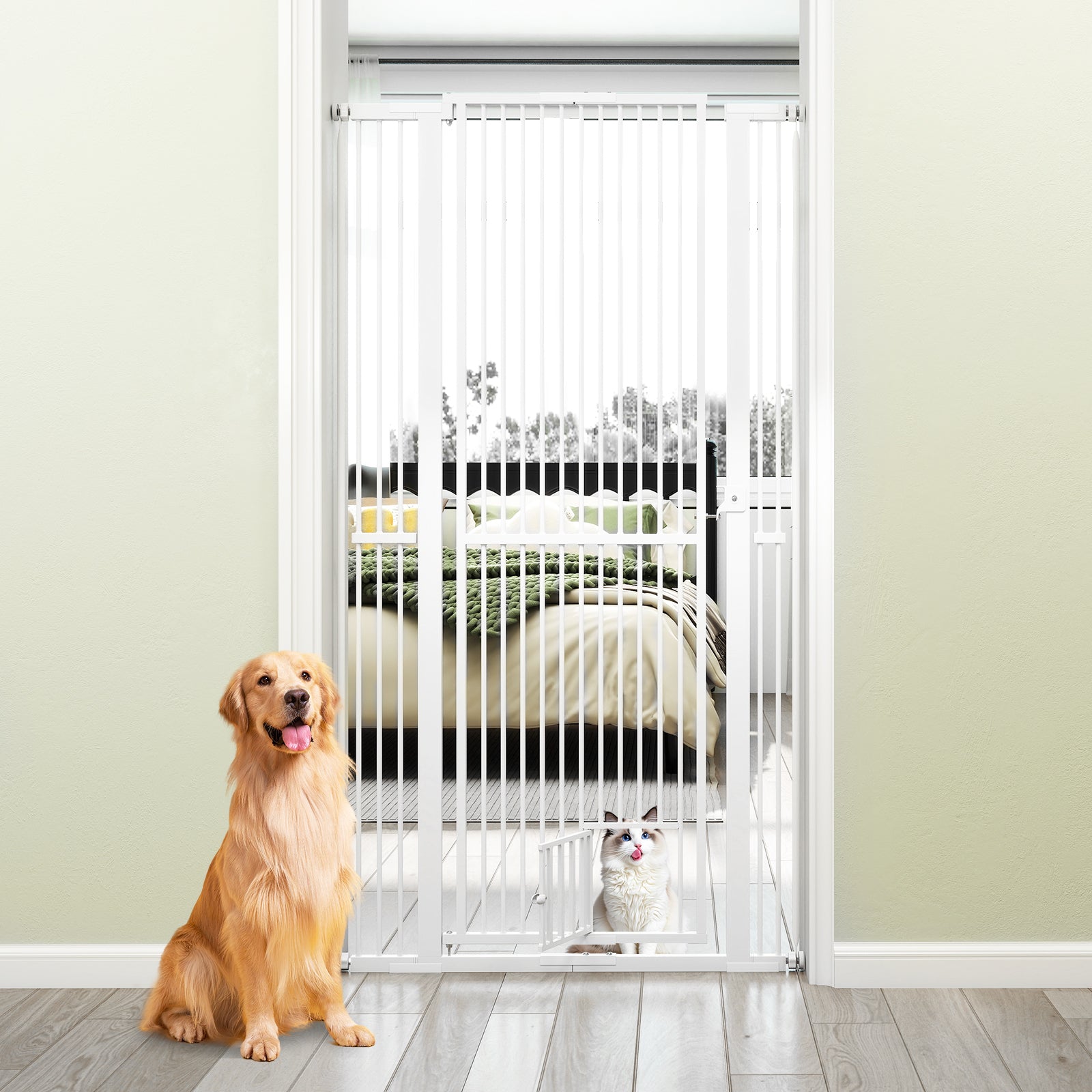67.5" Extra Tall Pet Gate Heavy-Duty Metal Cat Gate with 30.5"-41" Wide Opening - view 2