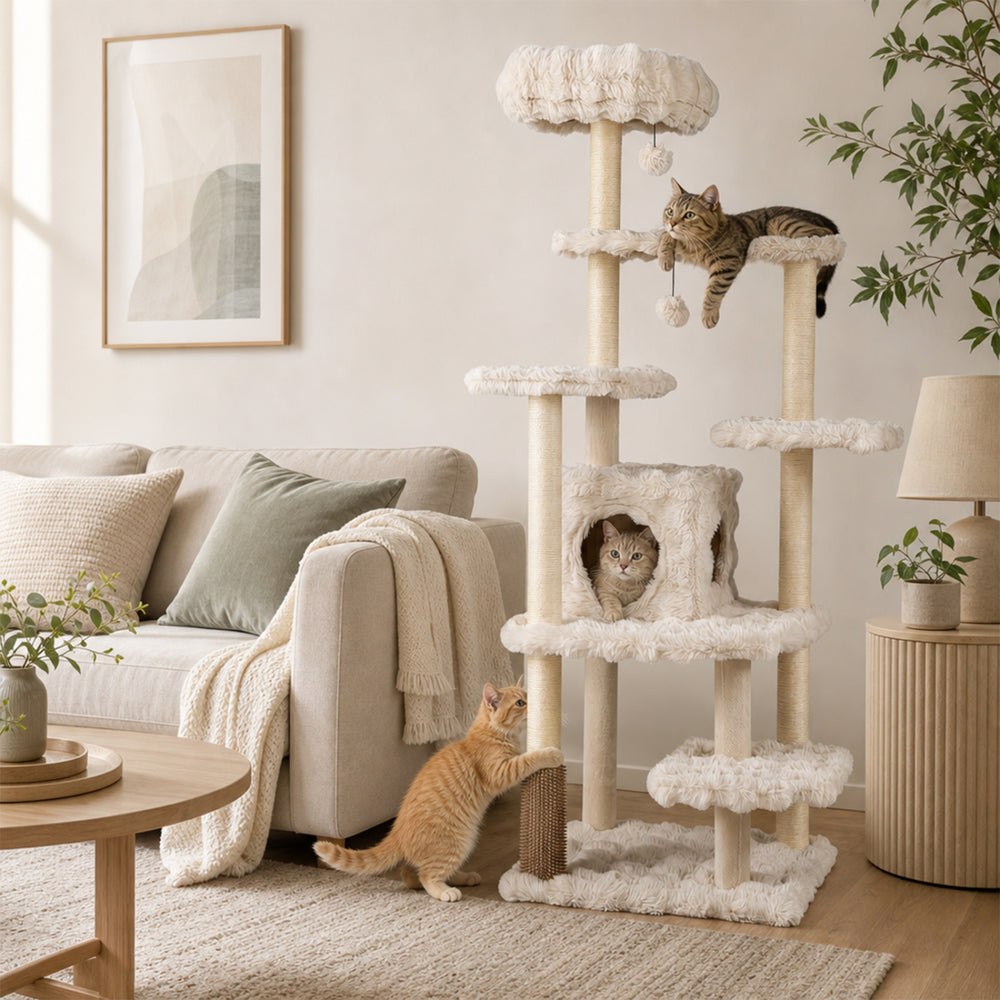 67 Inch Multi-level Cat Tree with Large Cat Condo and Padded Perch - view 2