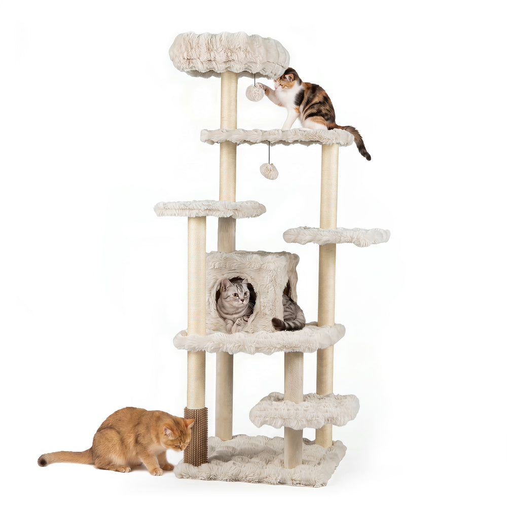 67 Inch Multi-level Cat Tree with Large Cat Condo and Padded Perch - view 4