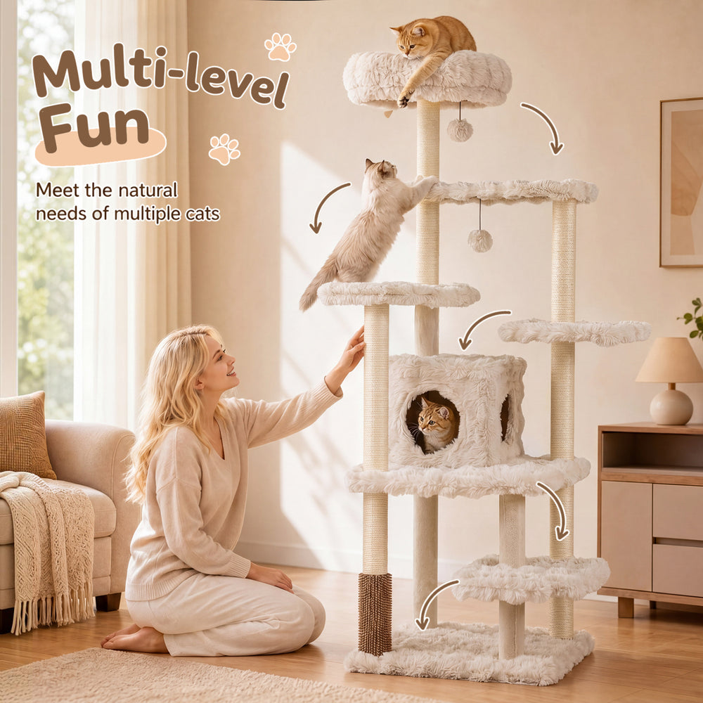67 Inch Multi-level Cat Tree with Large Cat Condo and Padded Perch - view 6