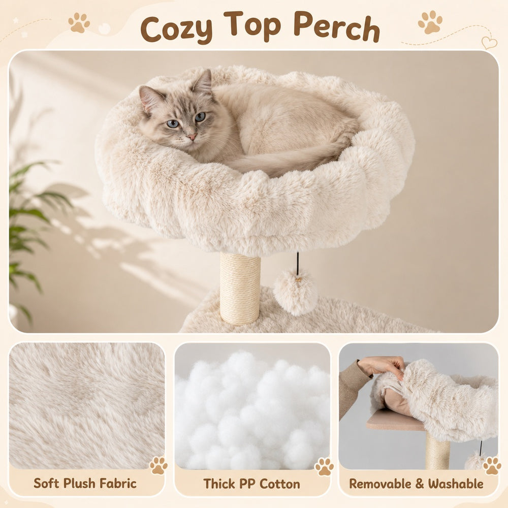 67 Inch Multi-level Cat Tree with Large Cat Condo and Padded Perch - view 7