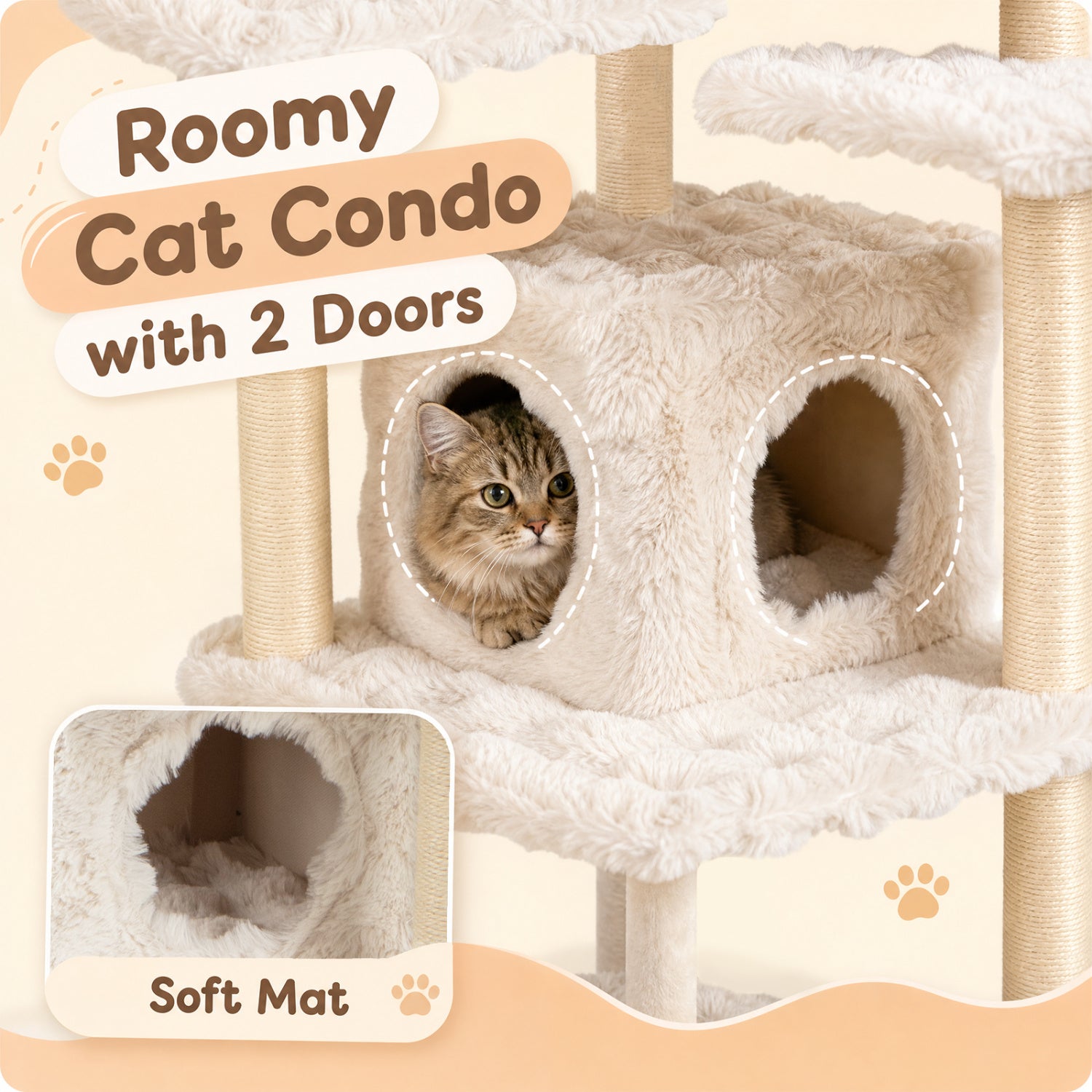 67 Inch Multi-level Cat Tree with Large Cat Condo and Padded Perch - view 8
