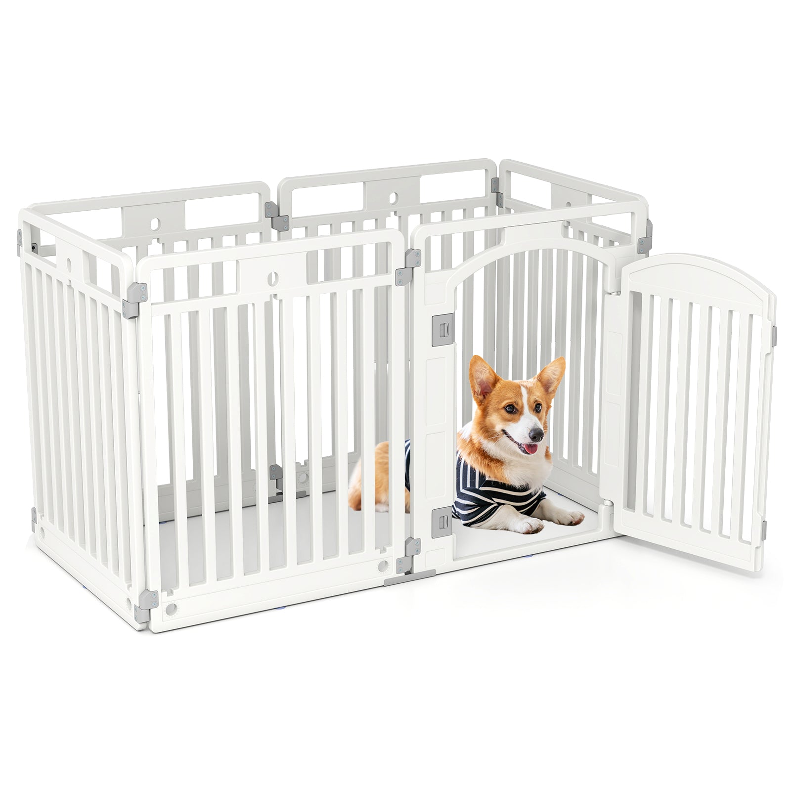 6-Panel Tall Dog Playpen Foldable Pet Fence with Locking Door Pet Gate