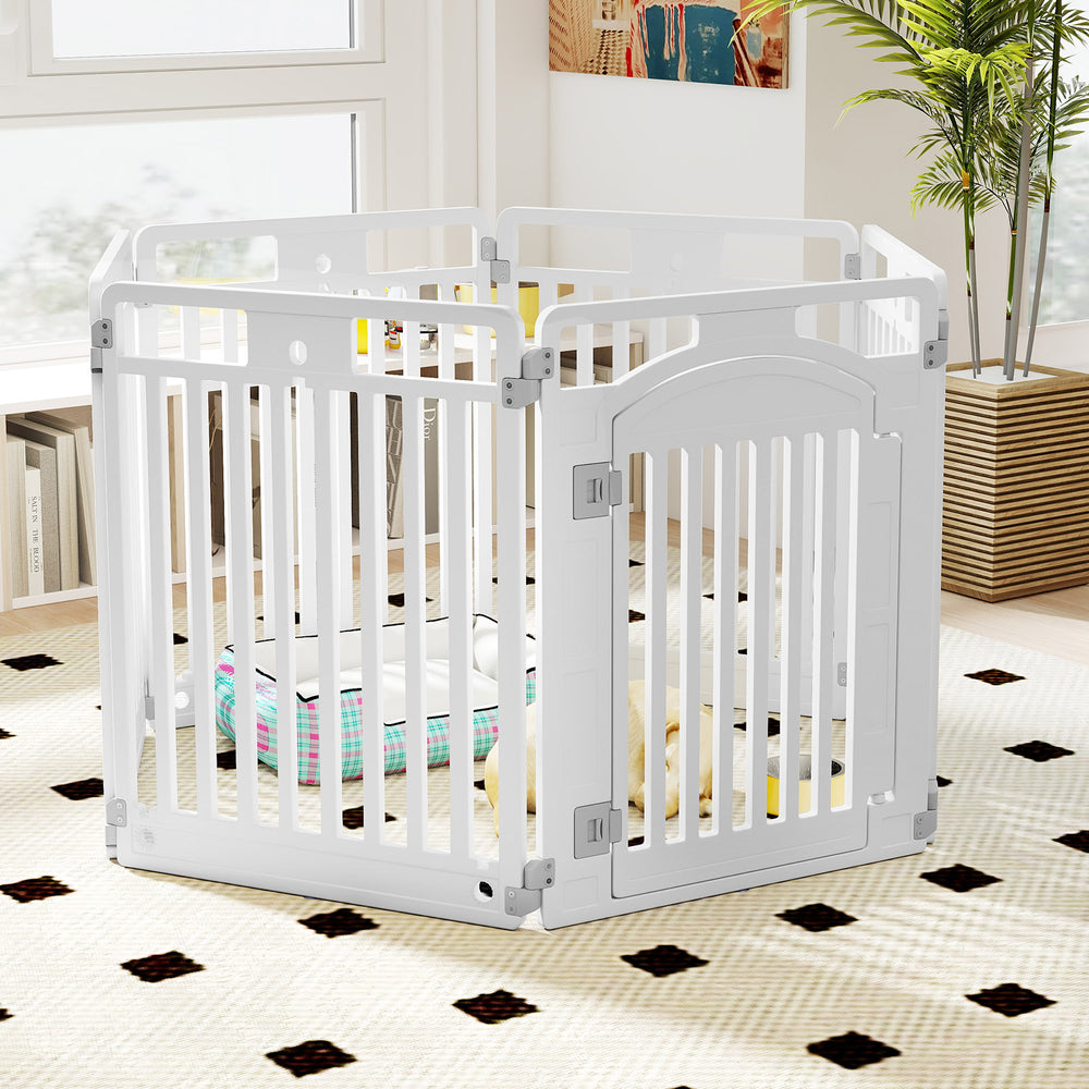 6-Panel Tall Dog Playpen Foldable Pet Fence with Locking Door Pet Gate - view 3