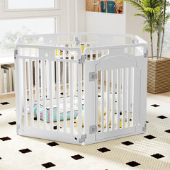 6-Panel Tall Dog Playpen Foldable Pet Fence with Locking Door Pet Gate - view 3