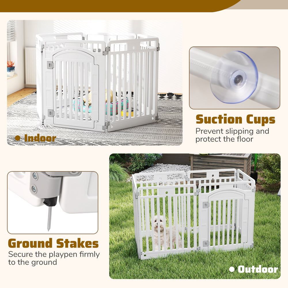 6-Panel Tall Dog Playpen Foldable Pet Fence with Locking Door Pet Gate - view 6