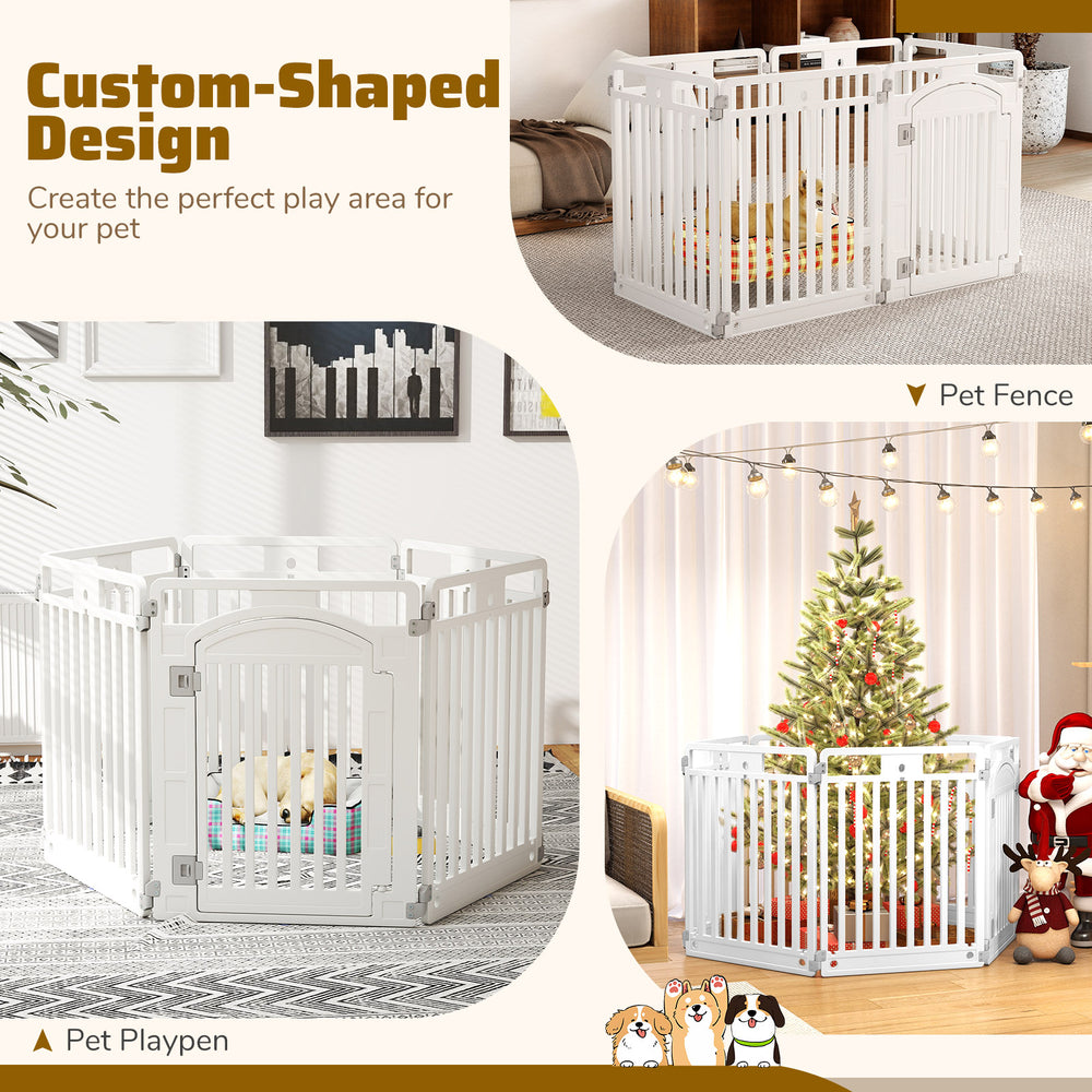 6-Panel Tall Dog Playpen Foldable Pet Fence with Locking Door Pet Gate - view 7