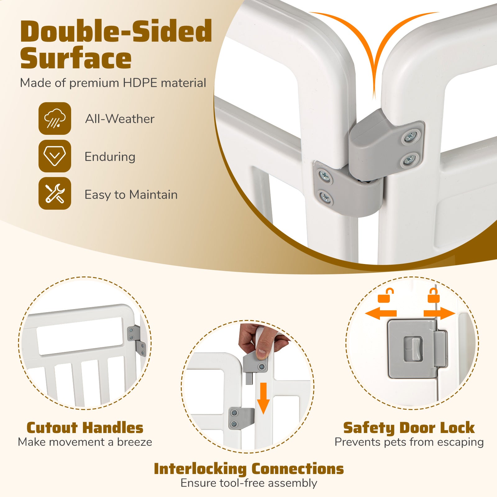 6-Panel Tall Dog Playpen Foldable Pet Fence with Locking Door Pet Gate - view 5