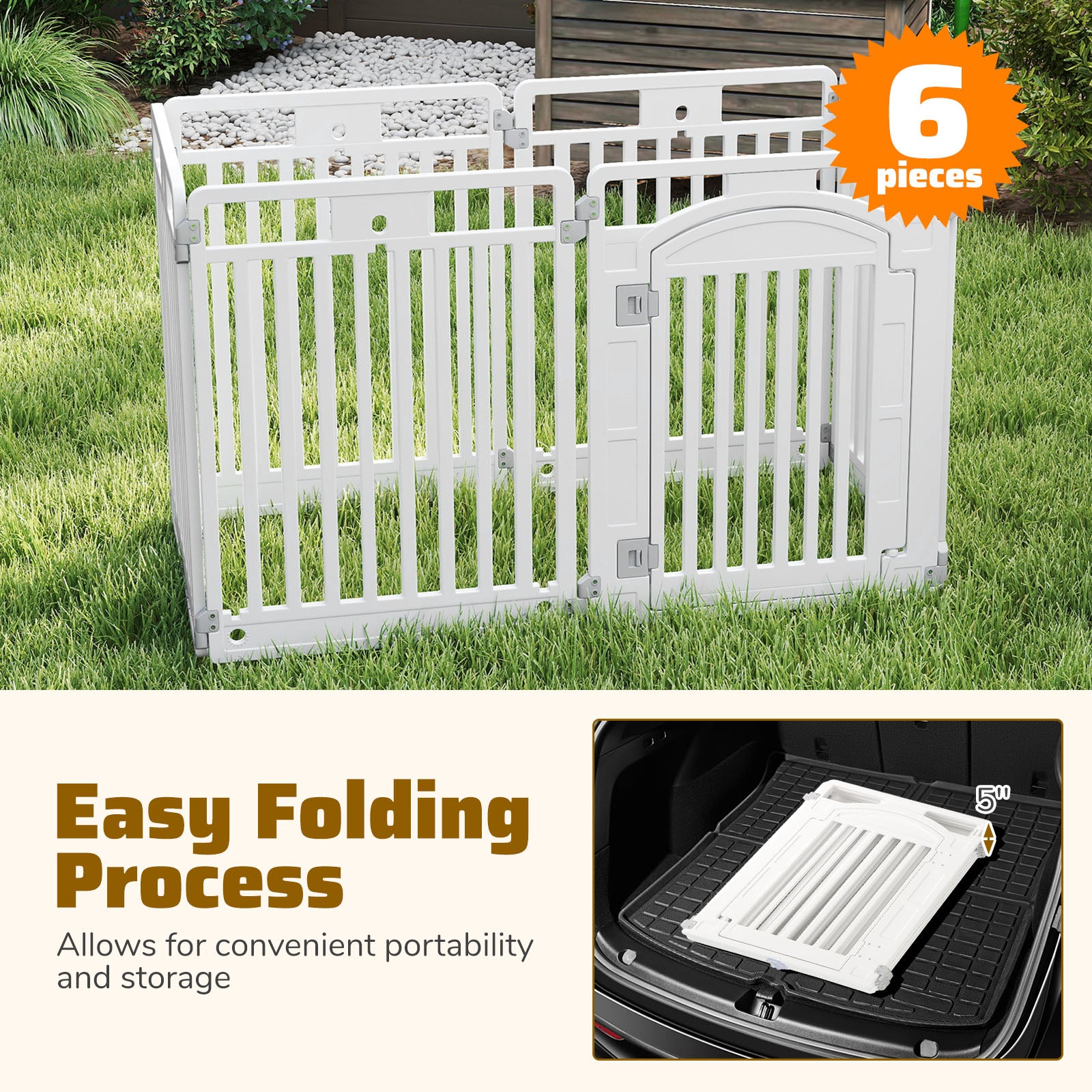 6-Panel Tall Dog Playpen Foldable Pet Fence with Locking Door Pet Gate - view 8