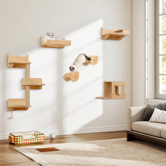 6 Pieces Cat Wall Furniture Set Kitten Wall Mounted Shelves Cat Tree - view 2