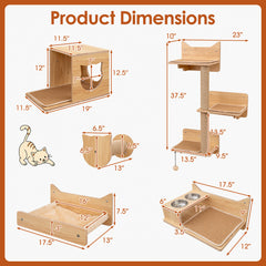 6 Pieces Cat Wall Furniture Set Kitten Wall Mounted Shelves Cat Tree - view 4
