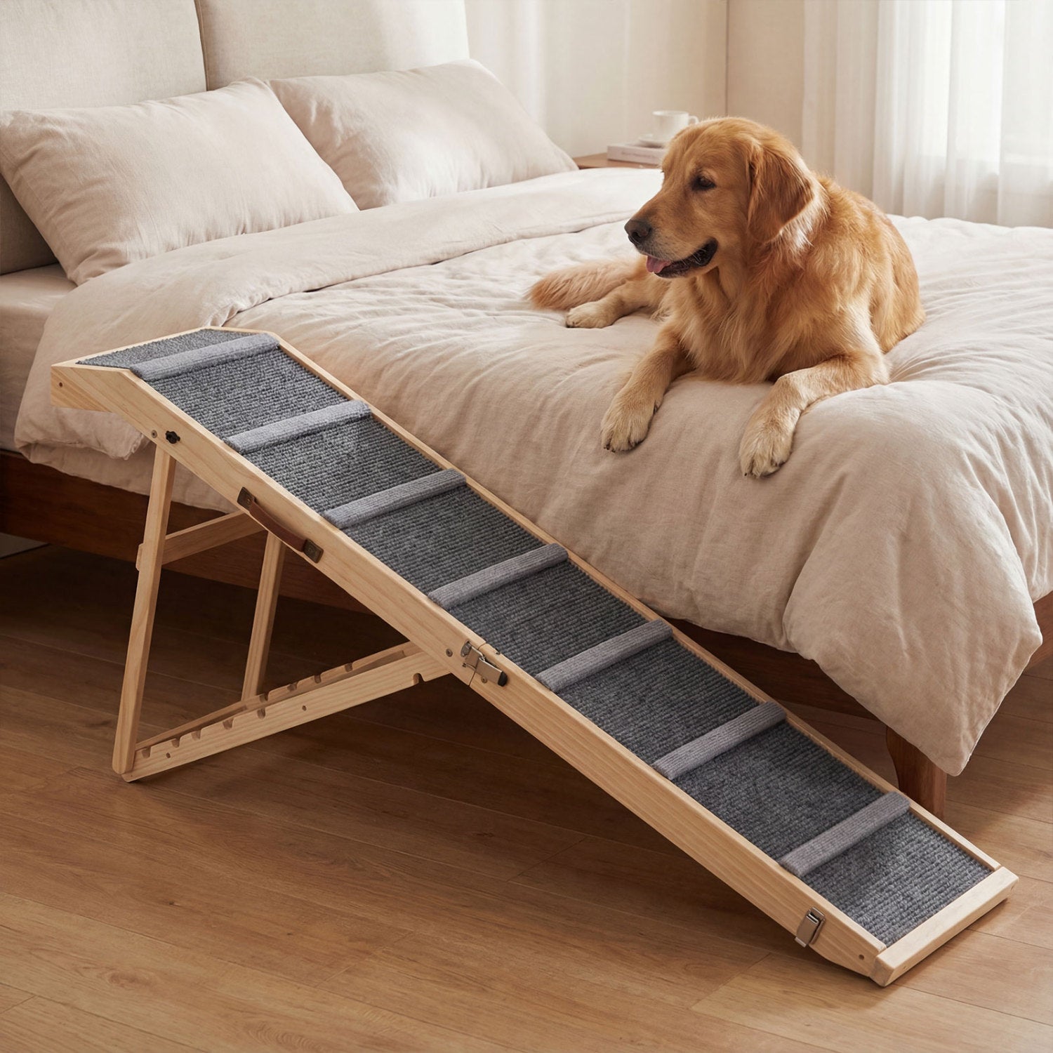 6-level Height Adjustable Foldable Dog Ramp for High Bed Couch Pet Stairs - view 2