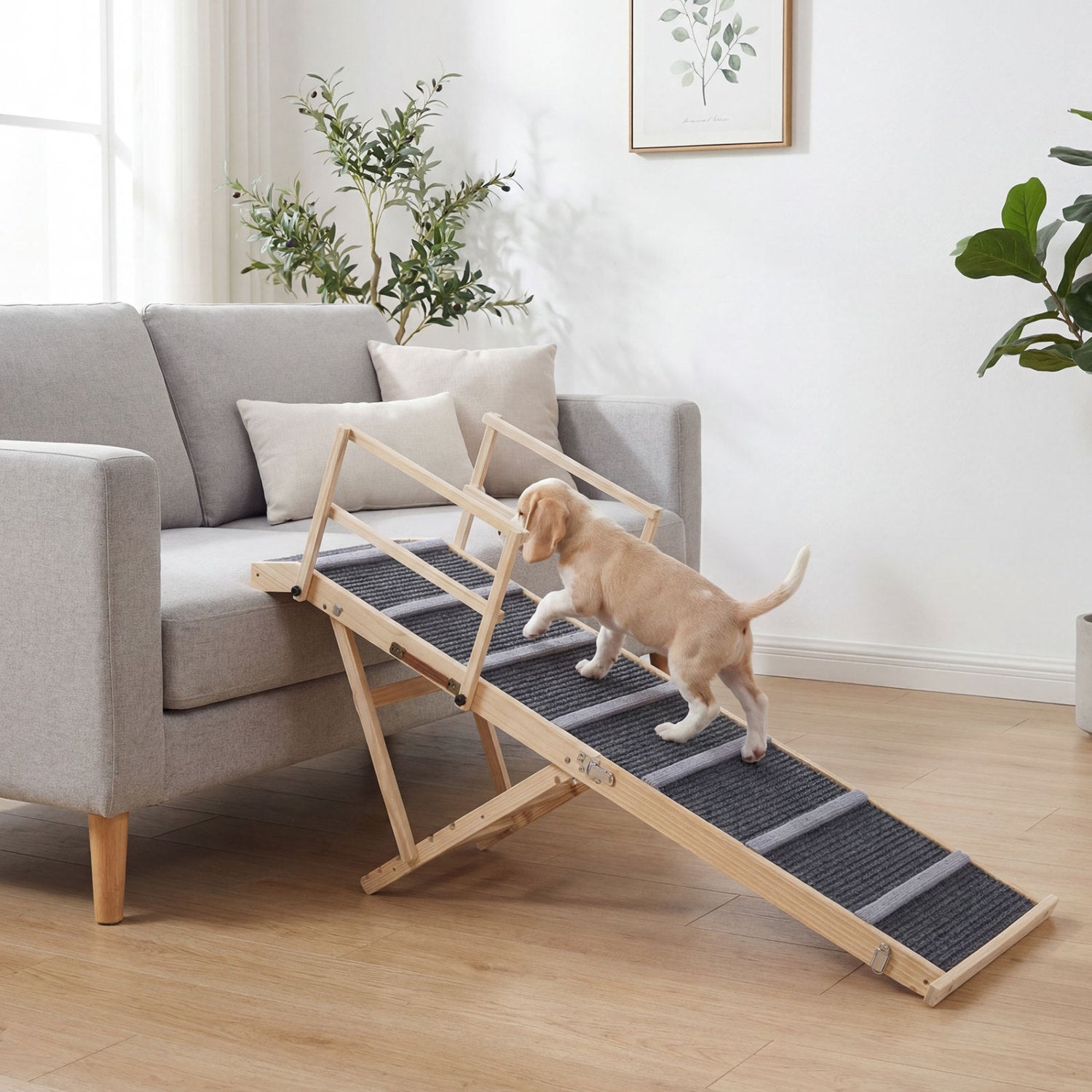 6-level Height Adjustable Foldable Dog Ramp for High Bed Couch Pet Stairs - view 3