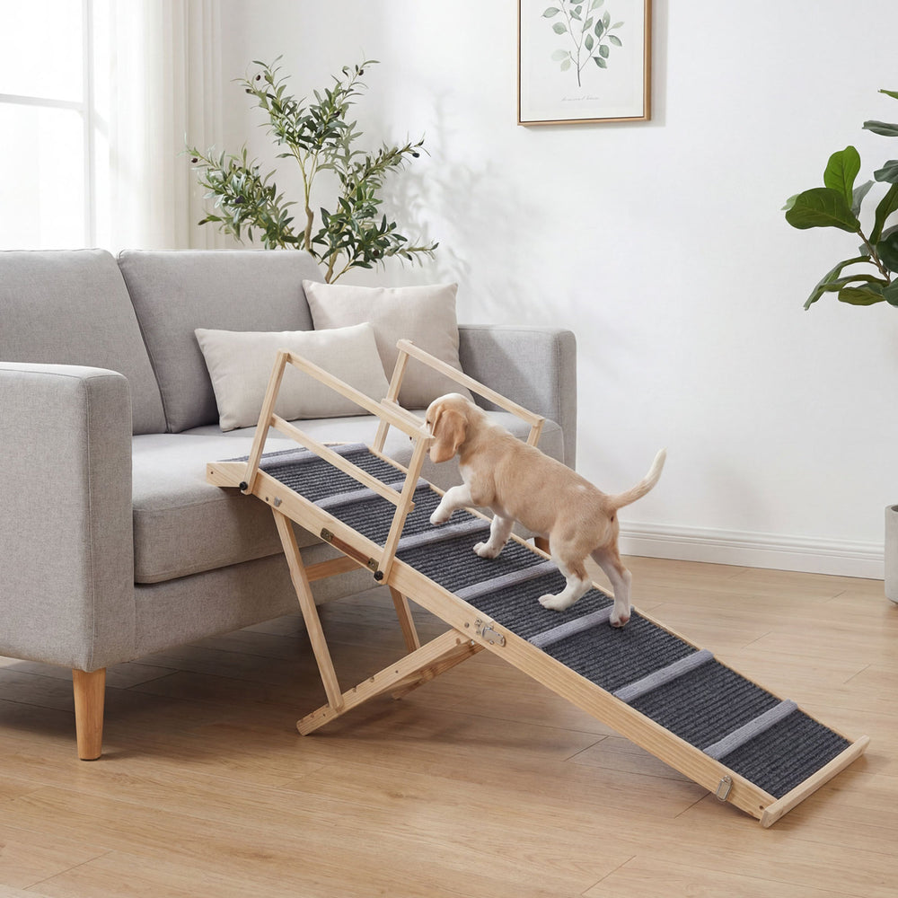 6-level Height Adjustable Foldable Dog Ramp for High Bed Couch Pet Stairs - view 3