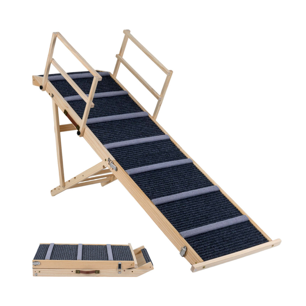 6-level Height Adjustable Foldable Dog Ramp for High Bed Couch Pet Stairs