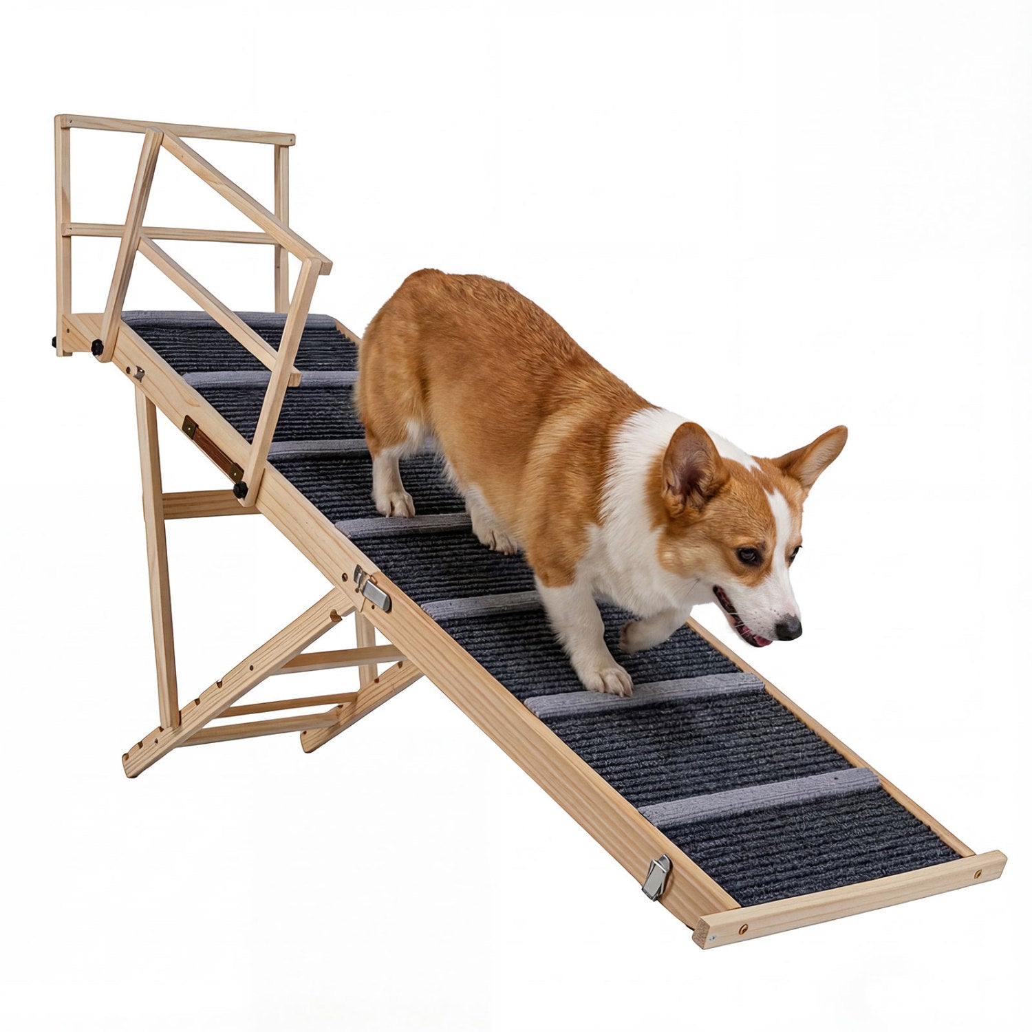 6-level Height Adjustable Foldable Dog Ramp for High Bed Couch Pet Stairs - view 4