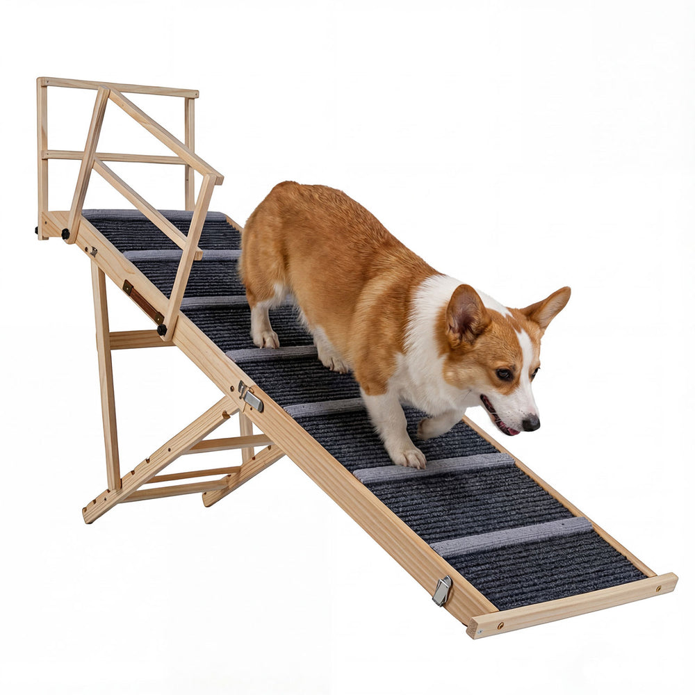 6-level Height Adjustable Foldable Dog Ramp for High Bed Couch Pet Stairs - view 4