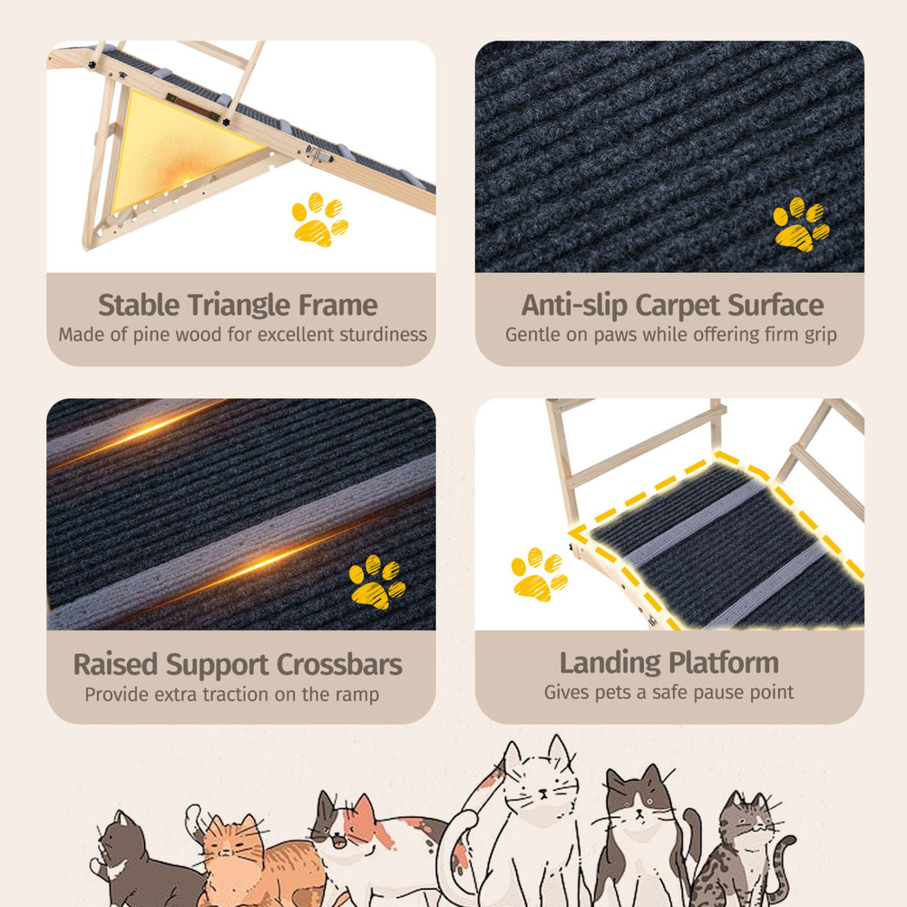 6-level Height Adjustable Foldable Dog Ramp for High Bed Couch Pet Stairs - view 7
