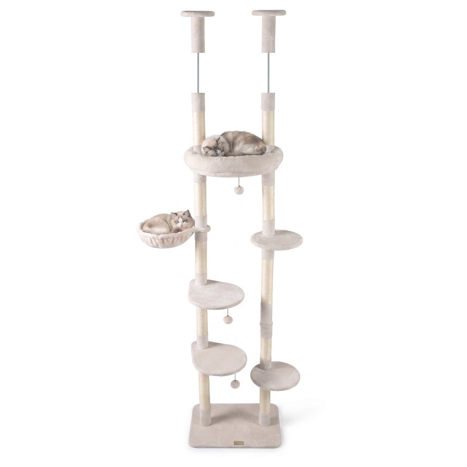 6-tier Floor to Ceiling Cat Tree with Plush Bed and Sisal Scratching Posts