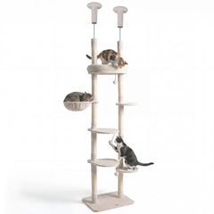 6-tier Floor to Ceiling Cat Tree with Plush Bed and Sisal Scratching Posts - view 3