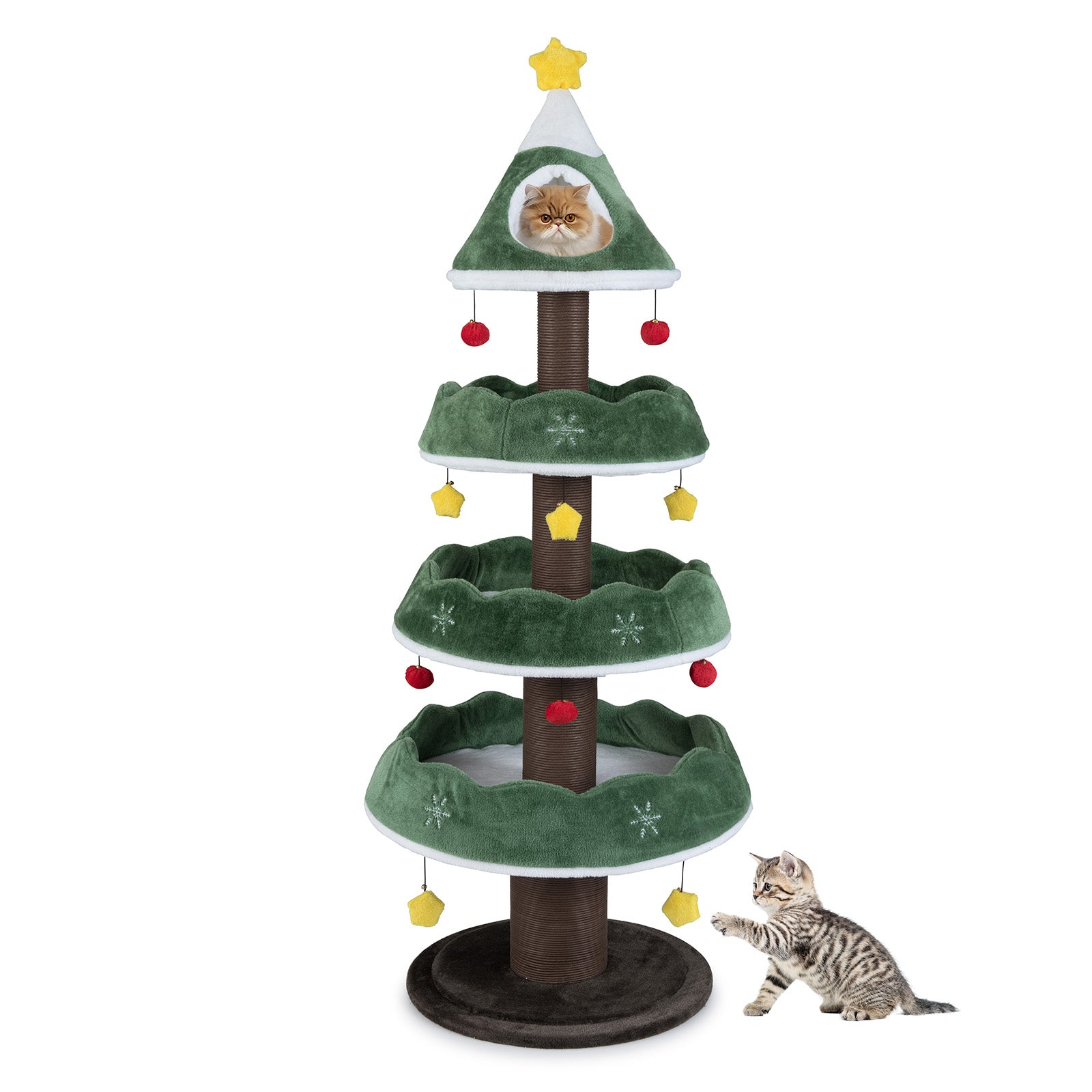70.5 Inches Tall Christmas Cat Tree with 3 Plush Platforms