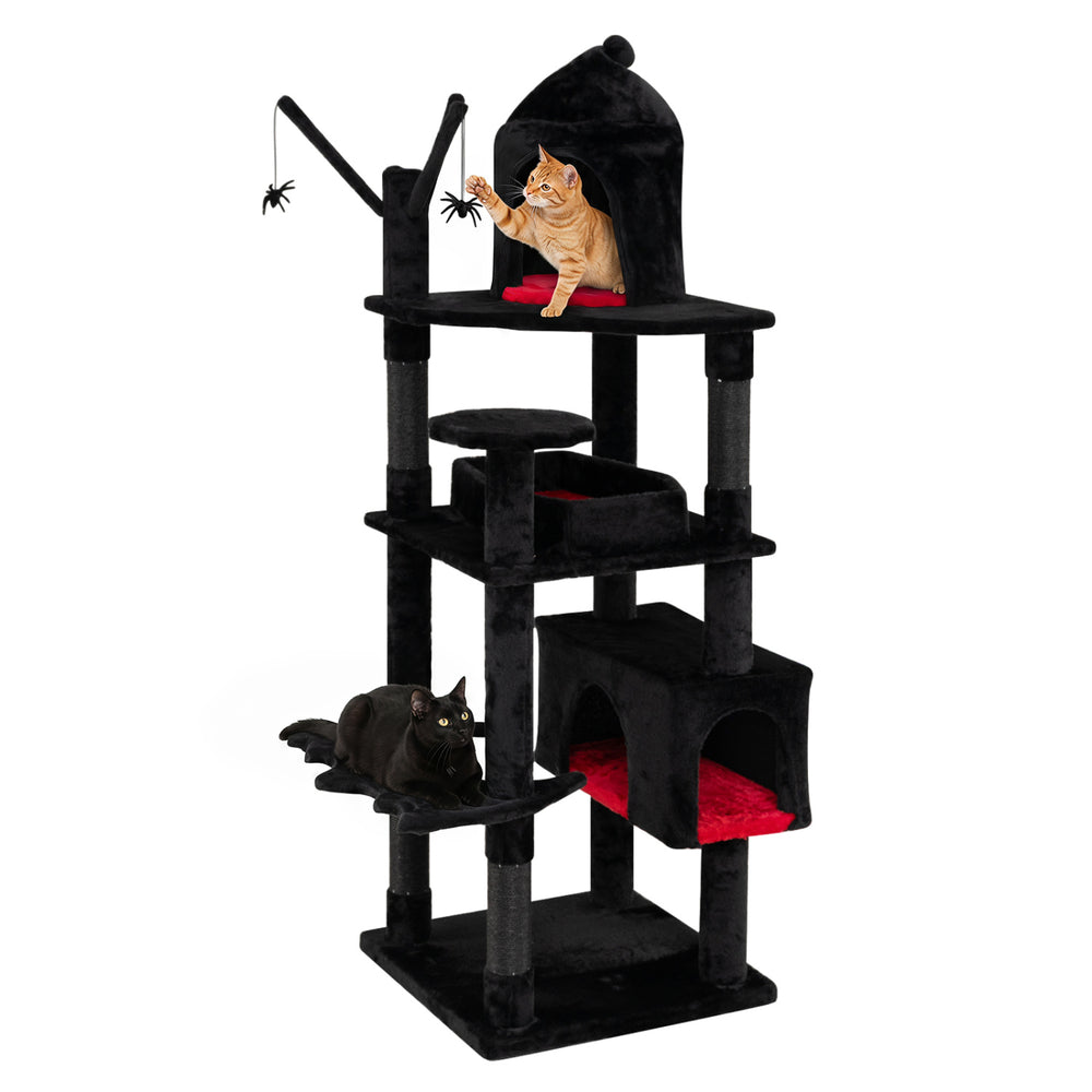 70 Inch Gothic Cat Tree for Indoor Cats with Castle and House - view 4