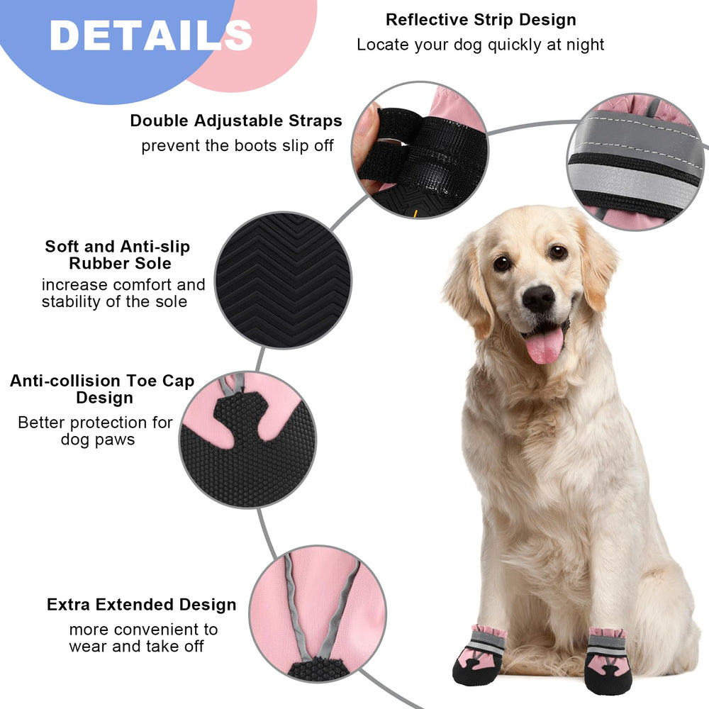 Waterproof Dog Boots 4-Pack | Reflective Paw Protectors, Non-Slip Sole - view 63