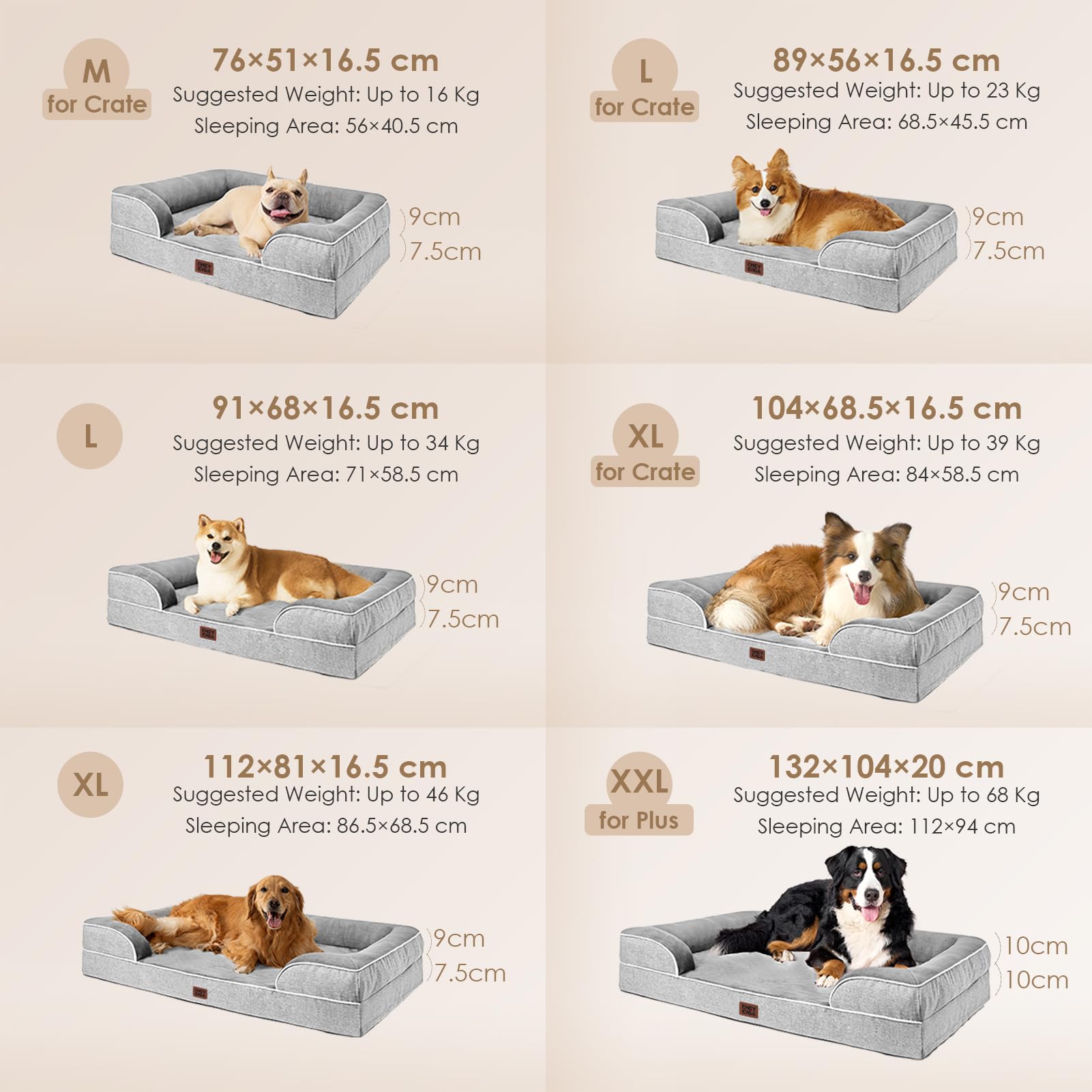 EHEYCIGA Memory Foam XL Orthopedic Dog Bed | Bolster Sides, Waterproof - view 98