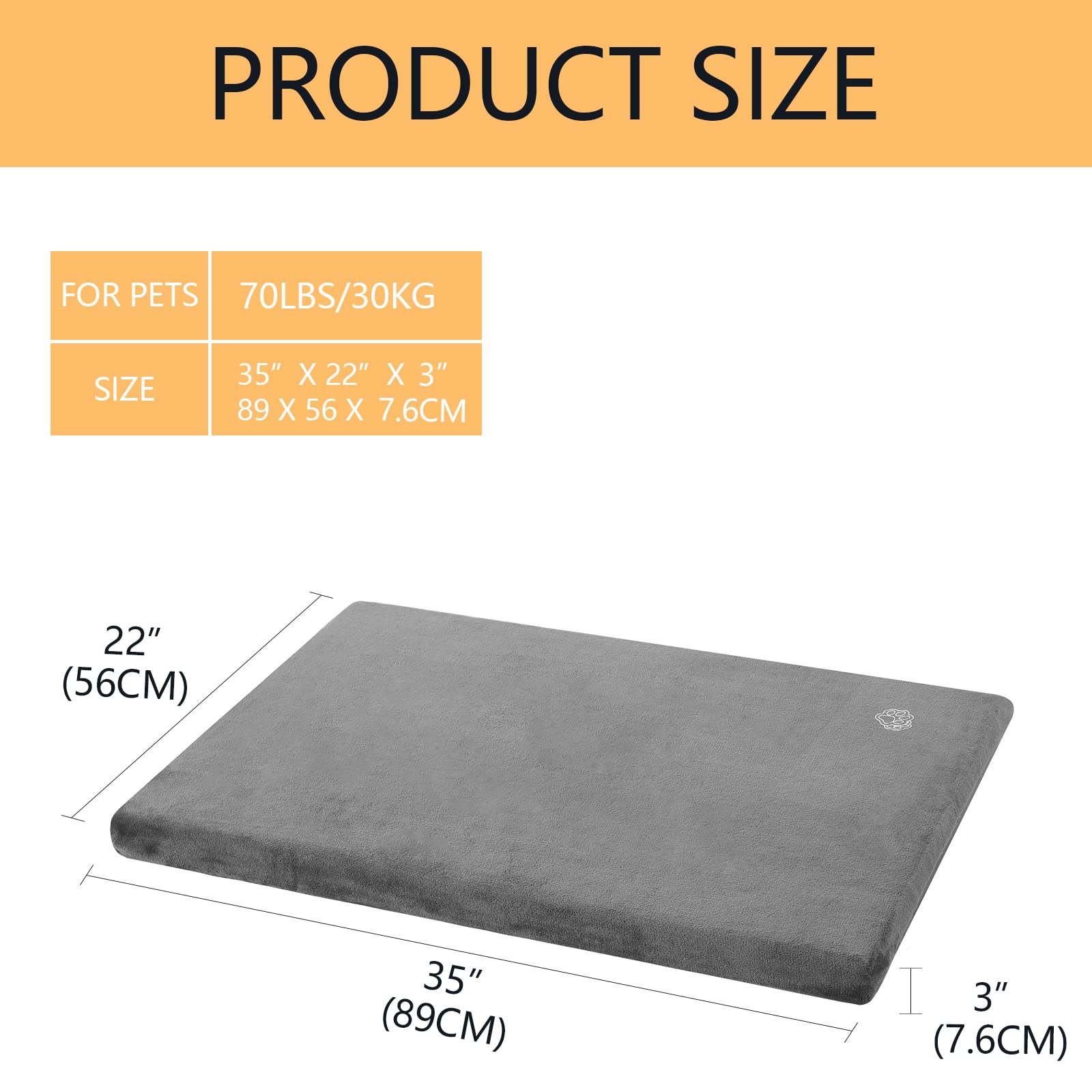 EMPSIGN Reversible Cool & Warm Dog Crate Pad | Waterproof, Washable Cover - detail view