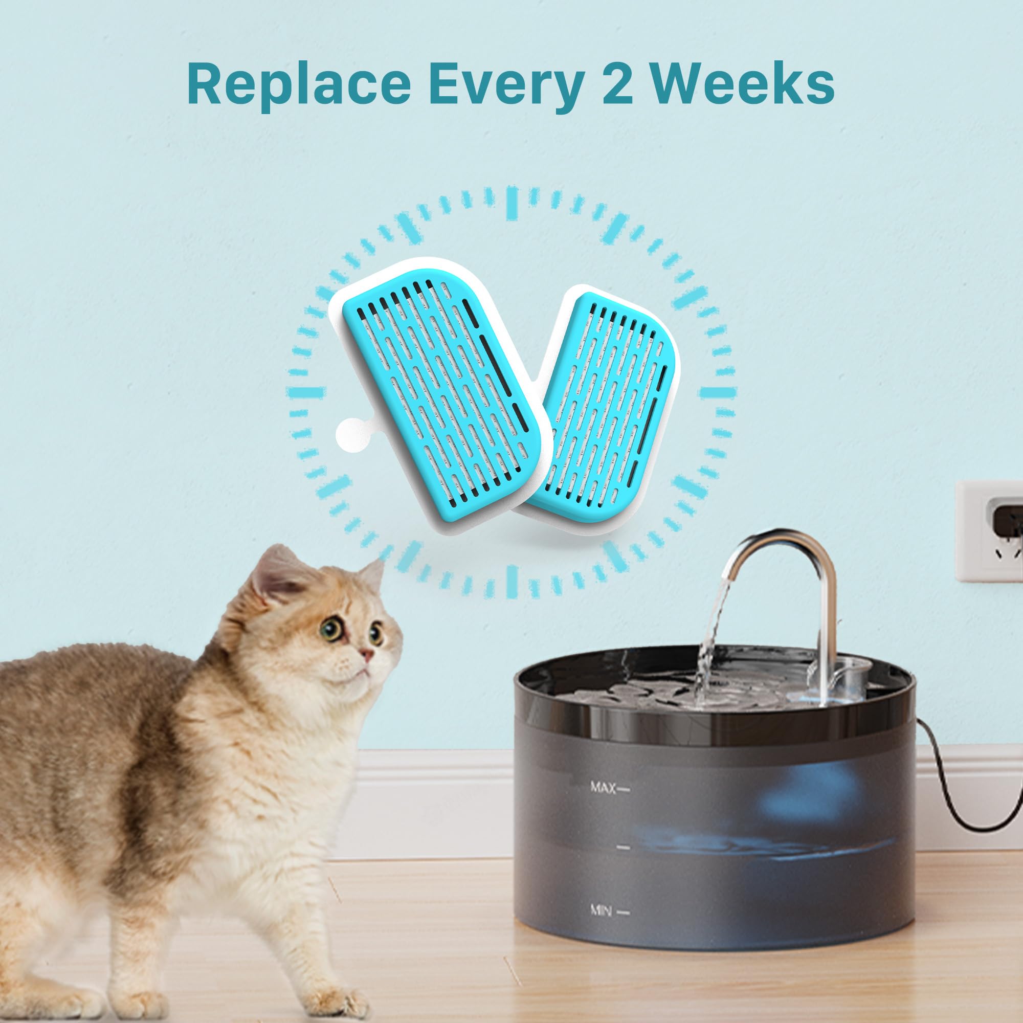 GIOTOHUN 2L Cat Water Fountain | Super Silent, LED, Multi-Stage Filter - feature view 37