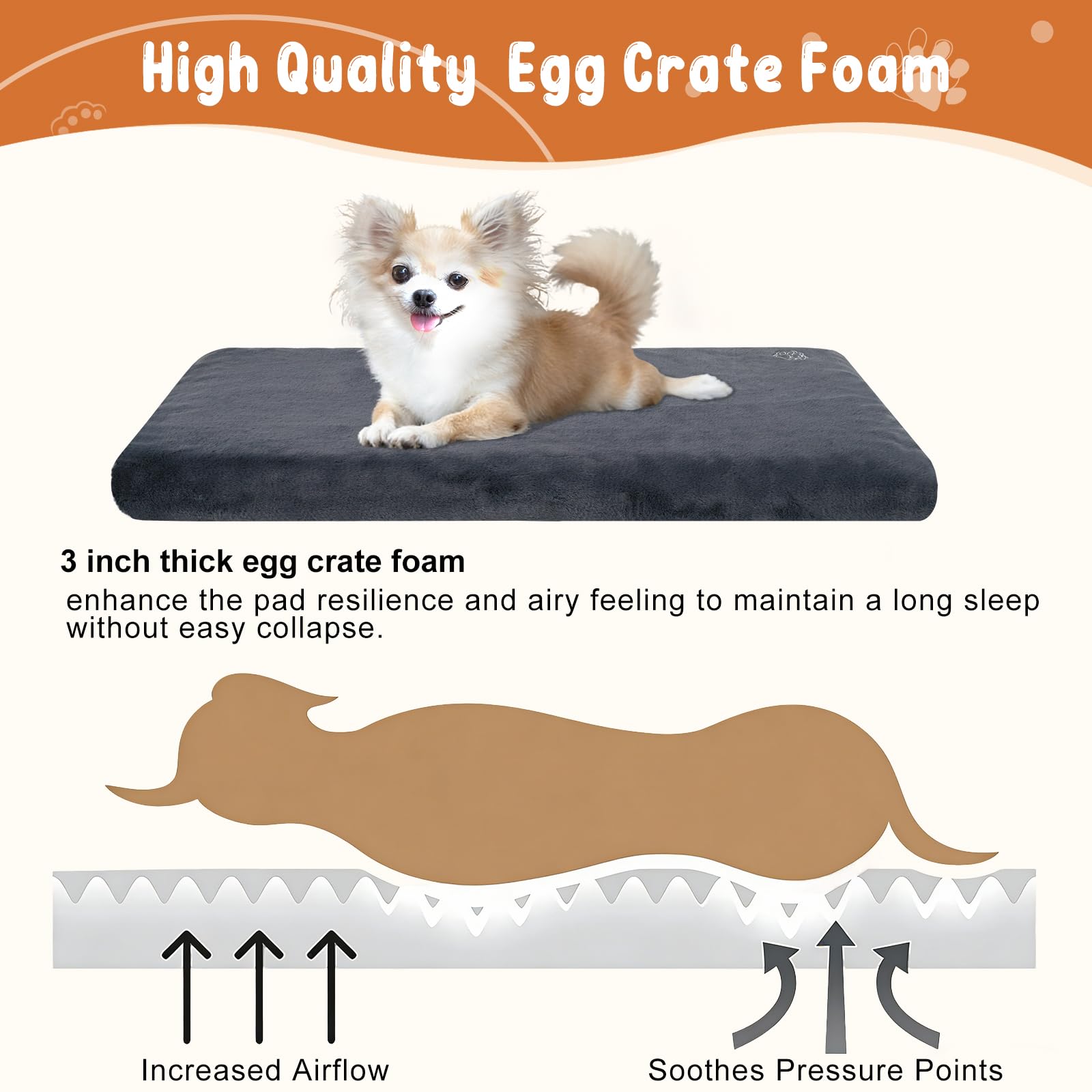 EMPSIGN Reversible Cool & Warm Dog Crate Pad | Waterproof, Washable Cover - feature view 32