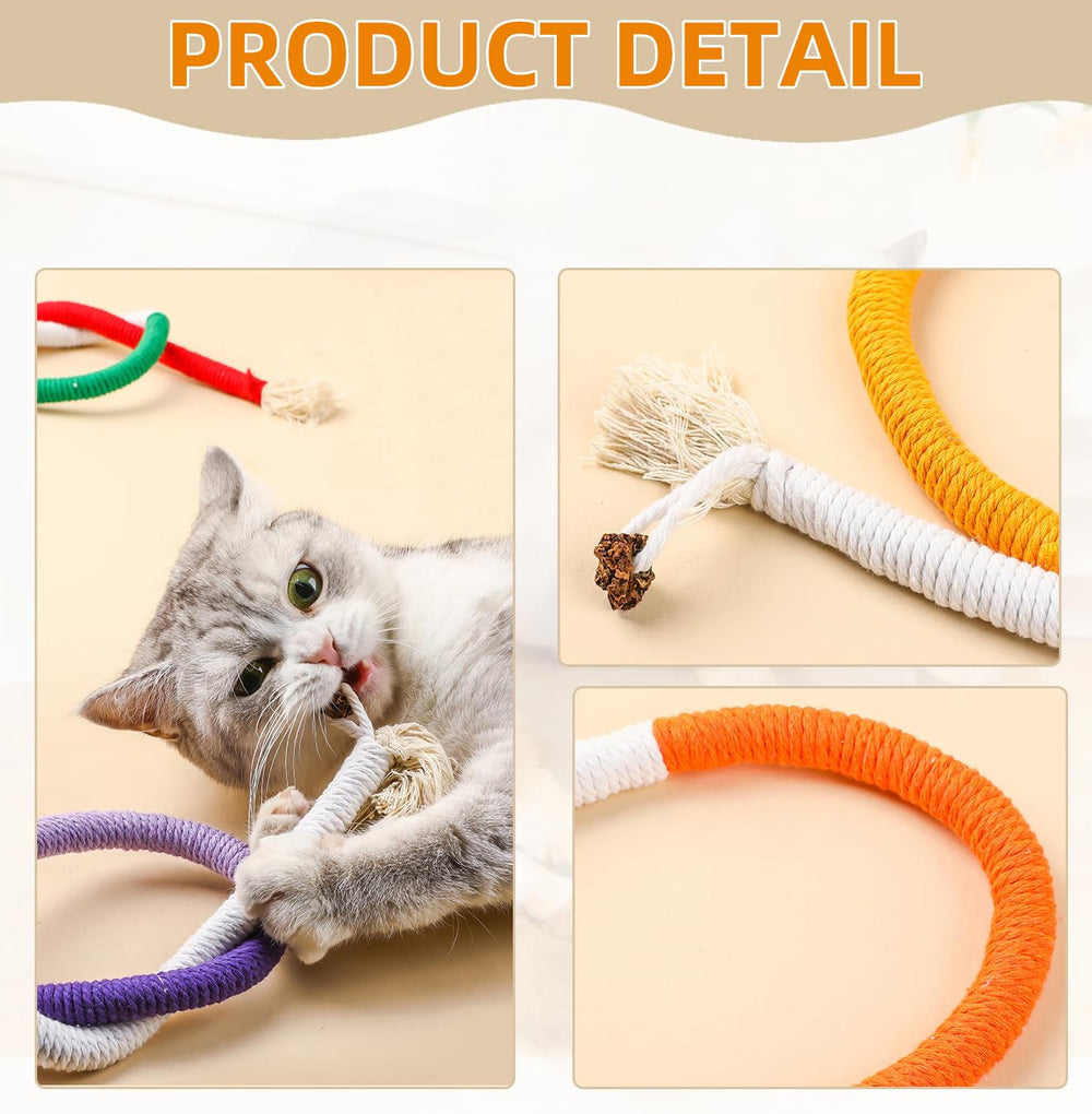 Petelligent 3-Pack Bent Cat Rope Toys | Cotton Rope, Pom Pom & Catnip - feature view 15